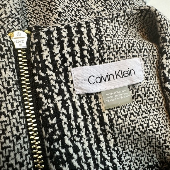 Calvin Klein Black and White Plaid A-Line Fit and Flare Short Sleeve Dress, 6 - Picture 8 of 10